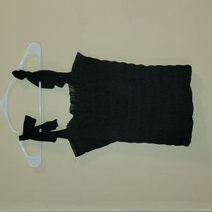 Anthro black ruffle shoulder tie top
